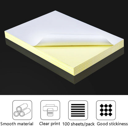 100 Sheets A4 Non-Adhesive Print Paper Blank Writing Adhesive Laser Inkjet Print Label Paper(Matte) by buy2fix