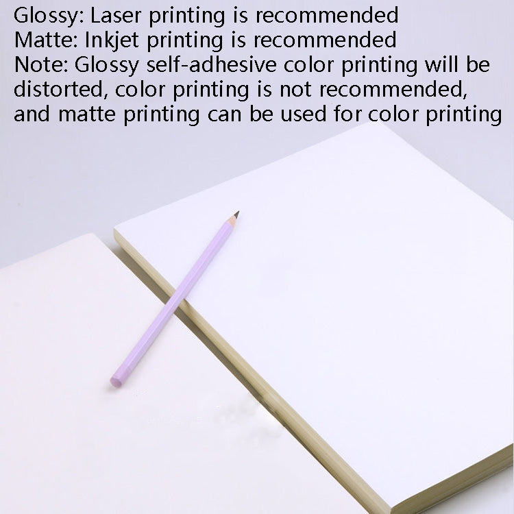100 Sheets A4 Non-Adhesive Print Paper Blank Writing Adhesive Laser Inkjet Print Label Paper(Glossy) by buy2fix