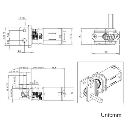 GW12N20 Worm Gear Low Speed Motor Ultra Mini Gear Power-Off Self-Locking Motor For Smart Car Robot(12V 200RPM) - Motor Module by buy2fix | Online Shopping UK | buy2fix