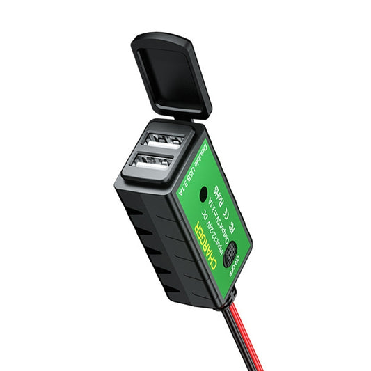 M2-A 12V 3.1A Dual USB Mobile Phone Charger Motorcycle Waterproof With Line Charger - Battery Charger by buy2fix | Online Shopping UK | buy2fix