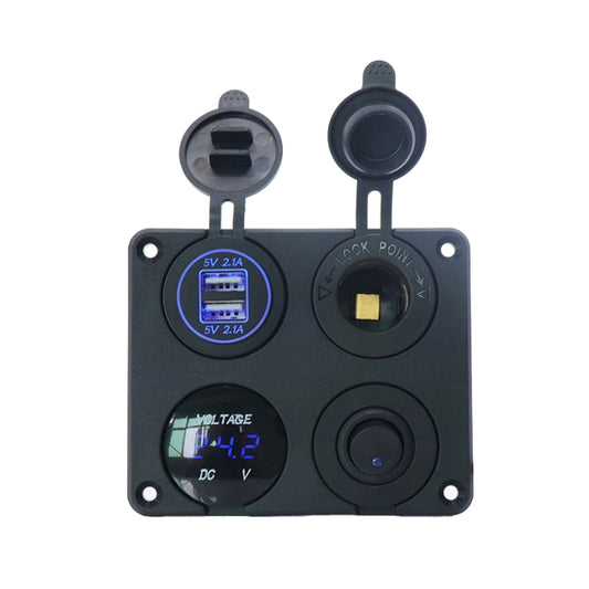 Automobile Motorcycle Ship Modified Universal Dual USB Socket Voltage Measuring Machine Switch 4 In 1 Combined Panel, Model: P15+D3+Y2+K5(Blue Light) - Car Switches by buy2fix | Online Shopping UK | buy2fix