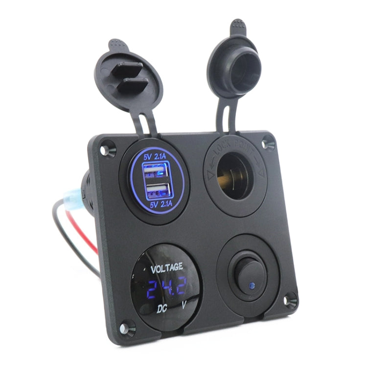 Automobile Motorcycle Ship Modified Universal Dual USB Socket Voltage Measuring Machine Switch 4 In 1 Combined Panel, Model: P15+D3+Y2+K5(Blue Light) - Car Switches by buy2fix | Online Shopping UK | buy2fix