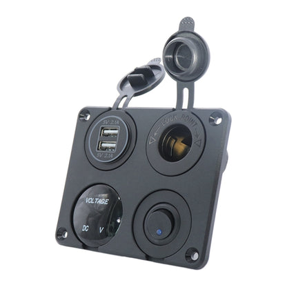Automobile Motorcycle Ship Modified Universal Dual USB Socket Voltage Measuring Machine Switch 4 In 1 Combined Panel, Model: P15+D3+Y2+K5(Blue Light) - Car Switches by buy2fix | Online Shopping UK | buy2fix
