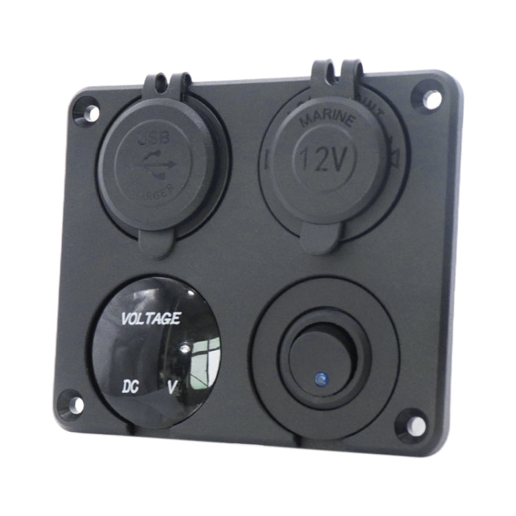 Automobile Motorcycle Ship Modified Universal Dual USB Socket Voltage Measuring Machine Switch 4 In 1 Combined Panel, Model: P15+D3+Y2+K5(Blue Light) - Car Switches by buy2fix | Online Shopping UK | buy2fix