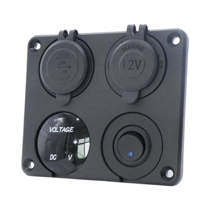 Automobile Motorcycle Ship Modified Universal Dual USB Socket Voltage Measuring Machine Switch 4 In 1 Combined Panel, Model: P15+D3+Y2+K5(Blue Light) - Car Switches by buy2fix | Online Shopping UK | buy2fix