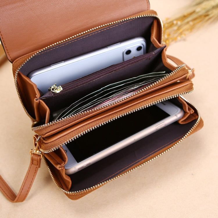 Ladies Wallet Large Capacity Multi-Function Shoulder Bag(Brown) - Single-shoulder Bags by buy2fix | Online Shopping UK | buy2fix