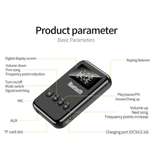 K6 Bluetooth 5.0 Receiver Transmitter 2 In 1 Adapter Computer Speaker Car FM (Black) - Audio Receiver Transmitter by buy2fix | Online Shopping UK | buy2fix