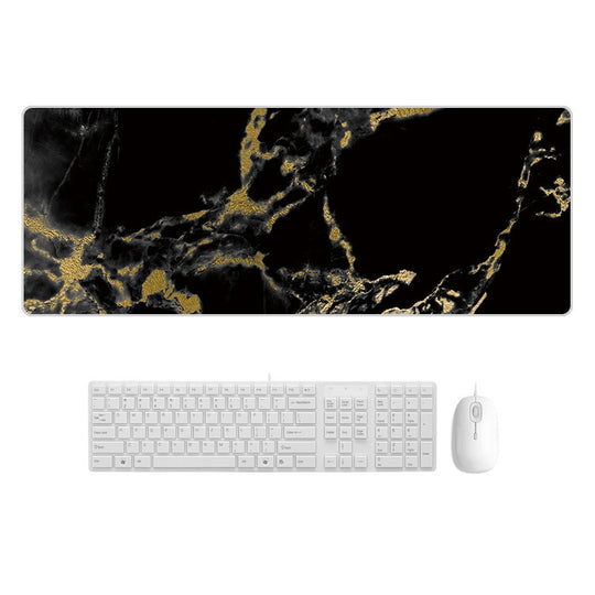 300x800x4mm Marbling Wear-Resistant Rubber Mouse Pad(Black Gold Marble)