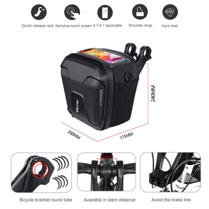 3L WILD MAN GS9 Mountain Bike Handle Bag Hanging Bag Riding Head Bag Touch Screen EVA Hard Shell Bag(Black) by WILD MAN