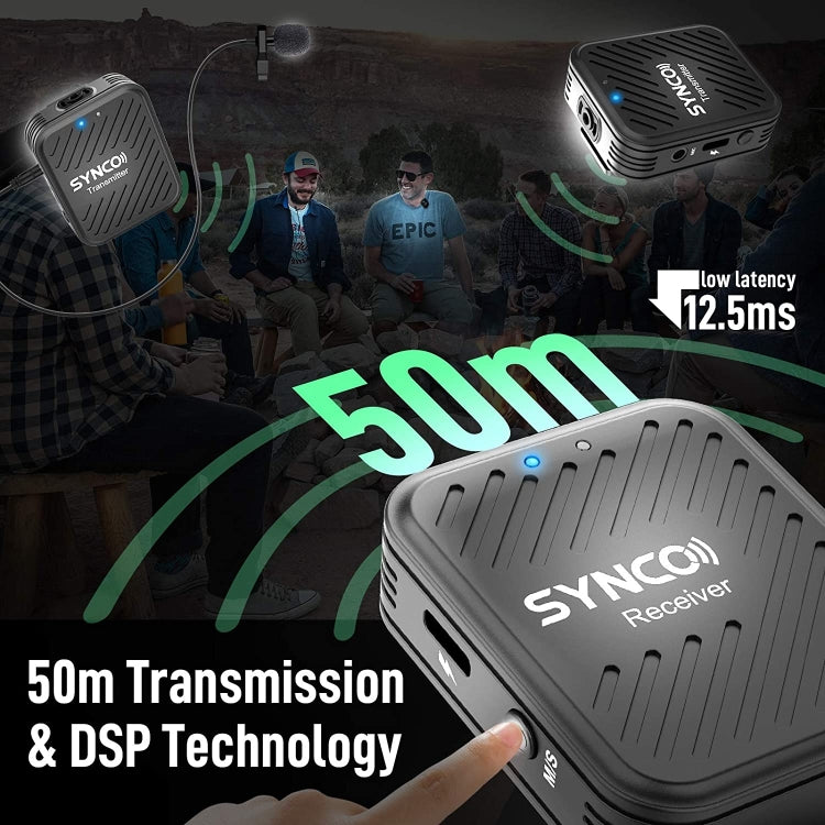 SYNCO Engragal  Wireless Microphone System 2.4GHz Interview Lavalier Lapel Mic Receiver Kit For Phones DSLR Tablet Camcorder,Configuration G1 (A2) - Microphone by buy2fix | Online Shopping UK | buy2fix