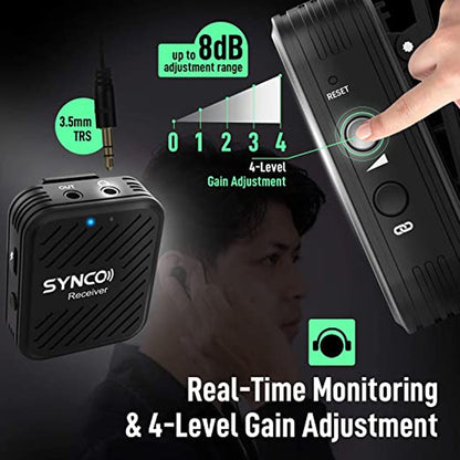 SYNCO Engragal  Wireless Microphone System 2.4GHz Interview Lavalier Lapel Mic Receiver Kit For Phones DSLR Tablet Camcorder,Configuration G1 (A2) - Microphone by buy2fix | Online Shopping UK | buy2fix