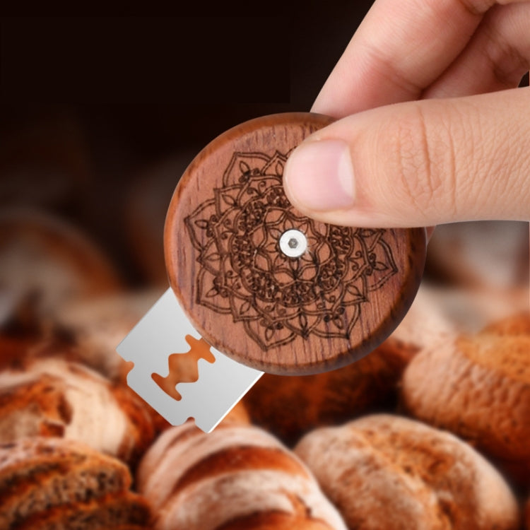 Bread Baguette Round Knife Wooden Double-Sided Bread Trimming Knife With 5 Blades, Specification: Pattern 1 Flower Pear Wood - Gadgets by buy2fix | Online Shopping UK | buy2fix