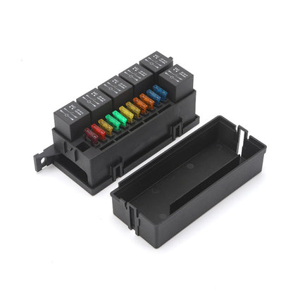 Car Modified 12V / 4Pin / 40A Black Shell 11-Way Fuse With 6-Way Relay Car Machine Cabin Link Inner Cassette Seat - Fuse by buy2fix | Online Shopping UK | buy2fix