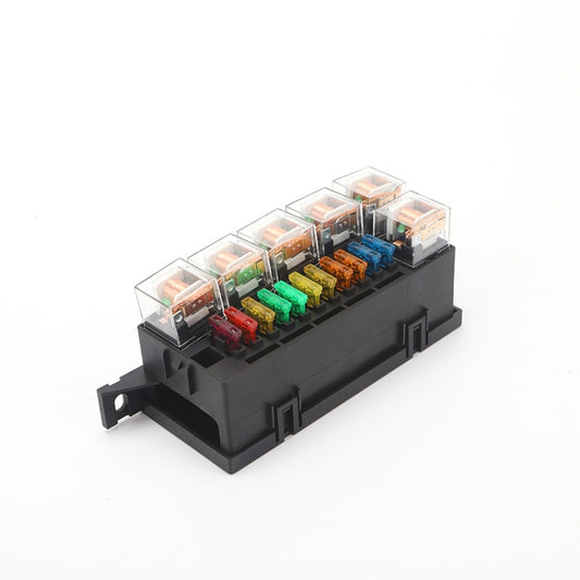 Car Modified 12V / 4Pin / 40A Black Shell 11-Way Fuse With 6-Way Relay Car Machine Cabin Link Inner Cassette Seat - Fuse by buy2fix | Online Shopping UK | buy2fix
