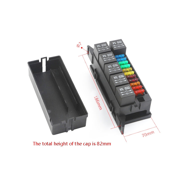 Car Modified 12V / 4Pin / 40A Black Shell 11-Way Fuse With 6-Way Relay Car Machine Cabin Link Inner Cassette Seat - Fuse by buy2fix | Online Shopping UK | buy2fix
