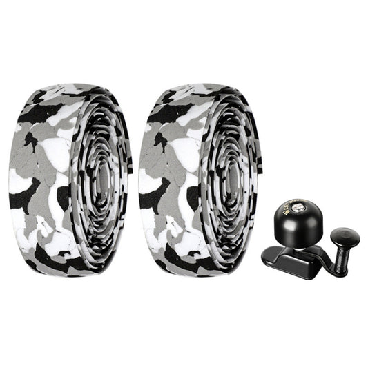 WEST BIKING YP1602782 Bicycle Bells With Supernouncing EVA Back Rubber Band Bell Combination Set(White Black Gray Tape + Black Bell) by WEST BIKING