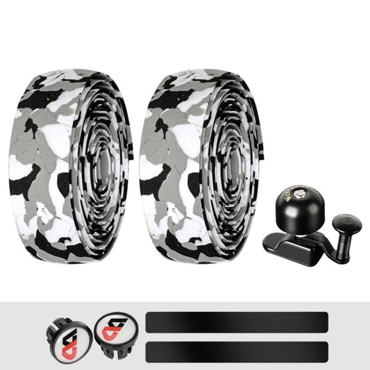 WEST BIKING YP1602782 Bicycle Bells With Supernouncing EVA Back Rubber Band Bell Combination Set(White Black Gray Tape + Black Bell) by WEST BIKING