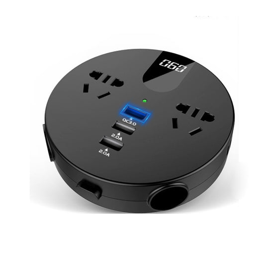 QC3.0 Car 12V 24V To 110V 220V Multi-function Inverter(Black Round) - DIY Modified Charger by buy2fix | Online Shopping UK | buy2fix