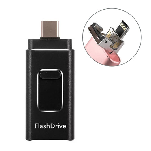 32GB SH02 USB 3.0 + 8 Pin + Mirco USB + Type-C 4 In 1 Mobile Computer U-Disk With OTG Function(Black) - U Disk & Card Reader by buy2fix | Online Shopping UK | buy2fix