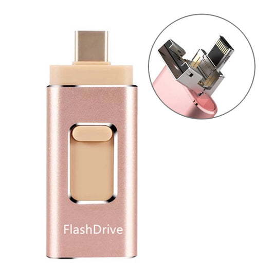 32GB SH02 USB 3.0 + 8 Pin + Mirco USB + Type-C 4 In 1 Mobile Computer U-Disk With OTG Function(Rose Gold) - U Disk & Card Reader by buy2fix | Online Shopping UK | buy2fix
