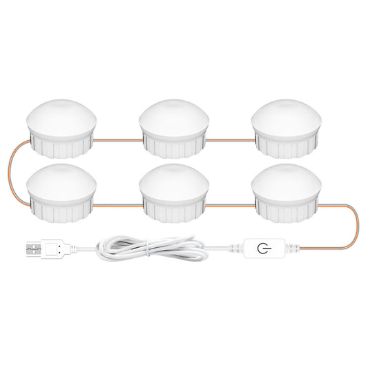 6 LEDs Mirror Front Light Dimmable Makeup Mirror USB Touch Control Light(White Light) - Night Lights by buy2fix | Online Shopping UK | buy2fix