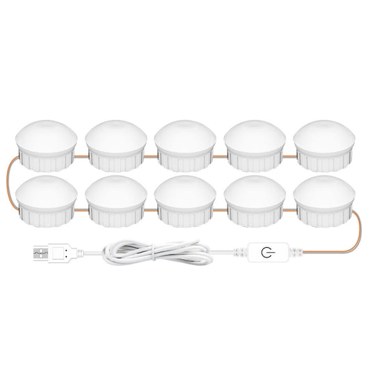 10 LEDs Mirror Front Light Dimmable Makeup Mirror USB Touch Control Light(White Light) - Night Lights by buy2fix | Online Shopping UK | buy2fix