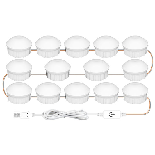 14 LEDs Mirror Front Light Dimmable Makeup Mirror USB Touch Control Light(White Light) - Night Lights by buy2fix | Online Shopping UK | buy2fix
