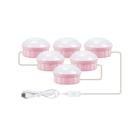 6 LEDs Mirror Front Light Dimmable Makeup Mirror USB Touch Control Light(White Light) - Night Lights by buy2fix | Online Shopping UK | buy2fix