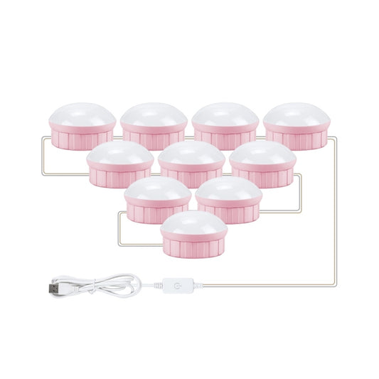10 LEDs Mirror Front Light Dimmable Makeup Mirror USB Touch Control Light(White Light) - Night Lights by buy2fix | Online Shopping UK | buy2fix