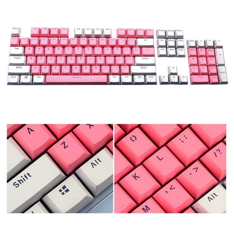 104-Keys Two-Color Mold Transparent PBT Keycap Mechanical Keyboard(Pink White) by buy2fix