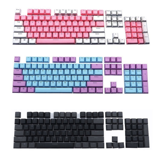104-Keys Two-Color Mold Transparent PBT Keycap Mechanical Keyboard(Pink White) by buy2fix