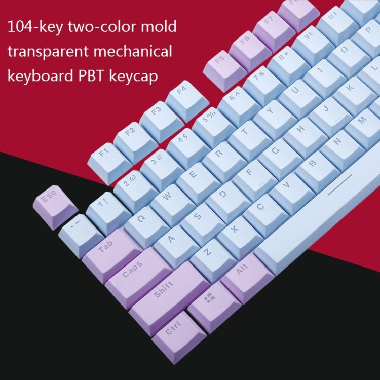 104-Keys Two-Color Mold Transparent PBT Keycap Mechanical Keyboard(Pink White) by buy2fix