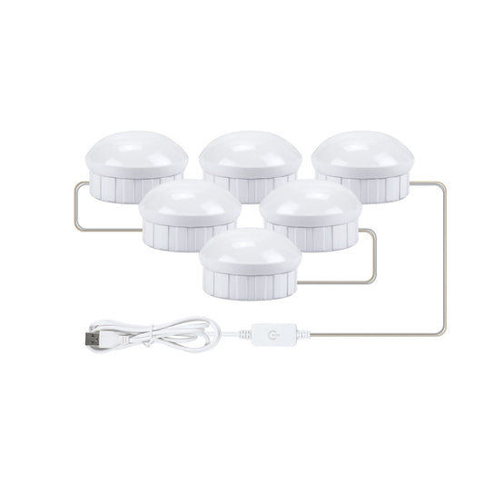 6 LEDs Cosmetic Room Bathroom Mirror Front Light USB Three-Color Dimming Light - Night Lights by buy2fix | Online Shopping UK | buy2fix