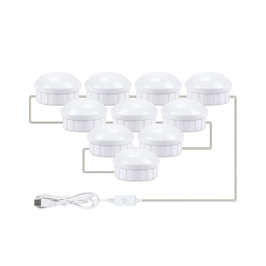 10 LEDs Cosmetic Room Bathroom Mirror Front Light USB Three-Color Dimming Light - Night Lights by buy2fix | Online Shopping UK | buy2fix