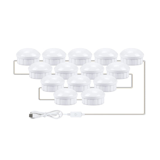 14 LEDs Cosmetic Room Bathroom Mirror Front Light USB Three-Color Dimming Light - Night Lights by buy2fix | Online Shopping UK | buy2fix