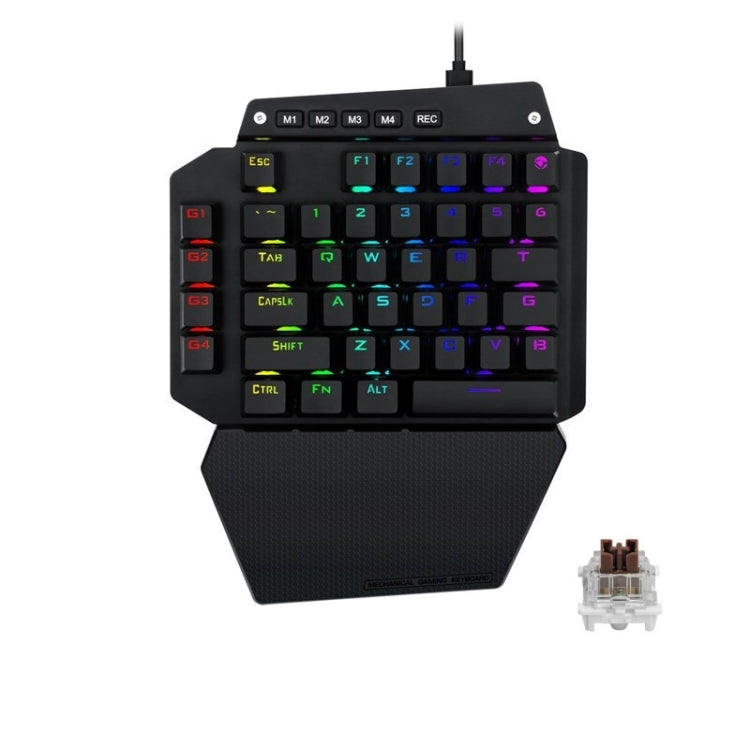 K700 44 Keys RGB Luminous Switchable Axis Gaming One-Handed Keyboard, Cable Length: 1m(Tea Shaft) by buy2fix