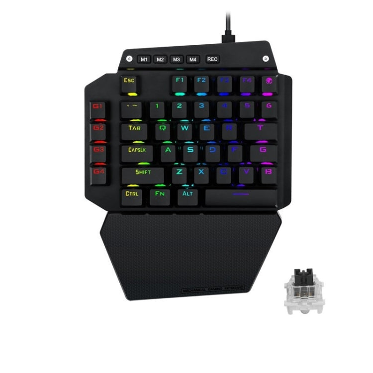K700 44 Keys RGB Luminous Switchable Axis Gaming One-Handed Keyboard, Cable Length: 1m(Black Shaft) by buy2fix