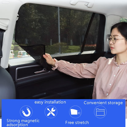 4 PCS Net Yarn Magnetic Suction Type Car Sunshade Curtain, Size: Thick Back Row Square by buy2fix