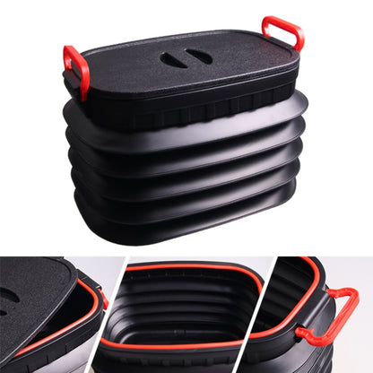 18L Folding Trash Can Telescopic Storage Box Storage Bucket Folding Water Bucket(English Black With Lid) by buy2fix