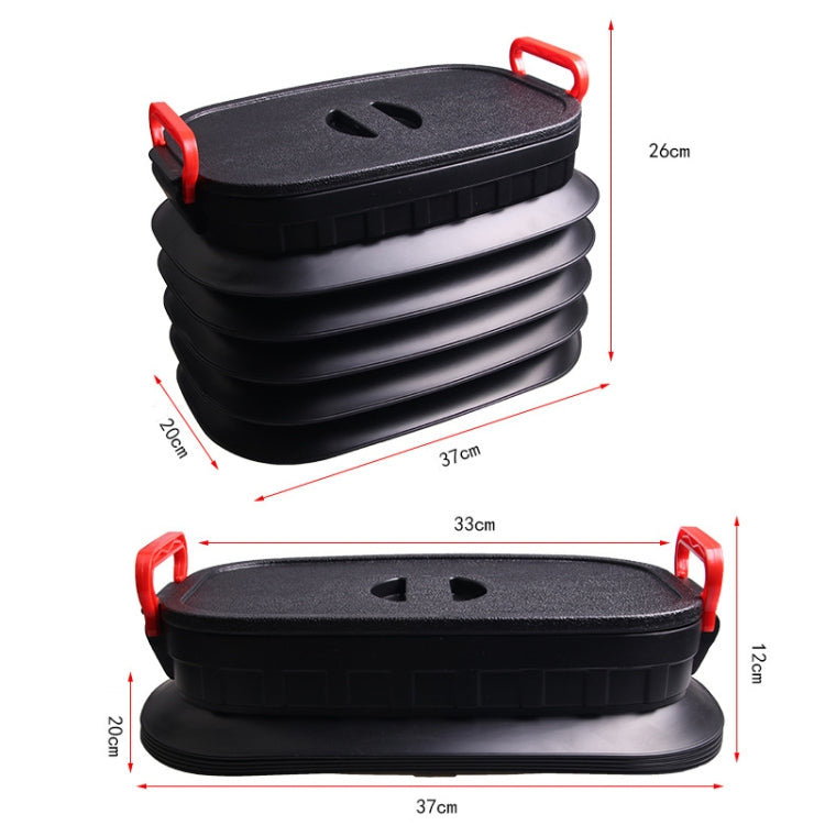18L Folding Trash Can Telescopic Storage Box Storage Bucket Folding Water Bucket(English Black With Lid) by buy2fix