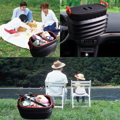 18L Folding Trash Can Telescopic Storage Box Storage Bucket Folding Water Bucket(English Black With Lid) by buy2fix