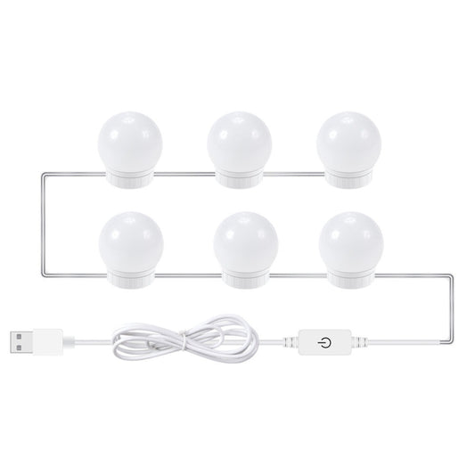 3 Color Temperature Mirror Front Lamp USB Simple Bathroom Makeup Light Bulbs, Power source: 6 LEDs - Night Lights by buy2fix | Online Shopping UK | buy2fix