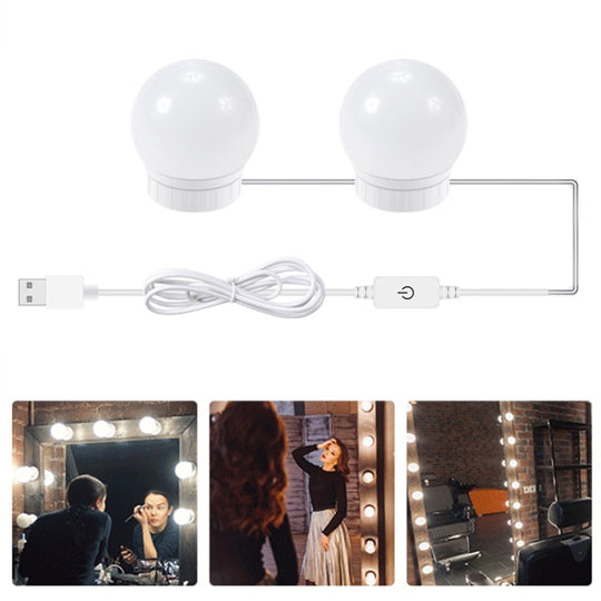 LED Mirror Front Lamp USB Adjustable Brightness Makeup Fill Light Bulbs, Power source: 2 LEDs