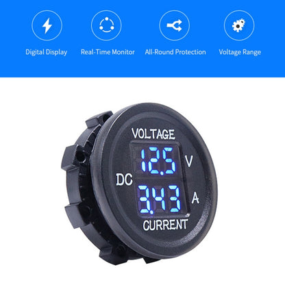 2 In 1 Modified Car Double Digital Voltage Current Table Measuring Instrument(Green Light) - Clocks & Car Meters by buy2fix | Online Shopping UK | buy2fix