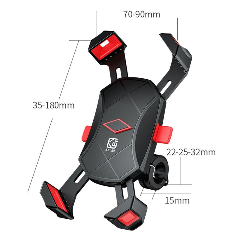 Kewig Reflection To Fall Shockproof Bicycle Bracket Motorcycle Four-Claw Mobile Phone Holder(M113-A) - Holder by Kewig | Online Shopping UK | buy2fix