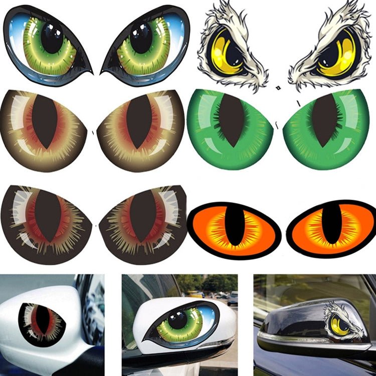 1pc Car Reflective Car Sticker Rearview Mirror Eye Funny Sticker 3D Scratch Blocking Body Sticker Decorative Sticker(Green) by buy2fix