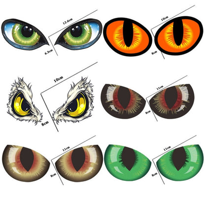 1pc Car Reflective Car Sticker Rearview Mirror Eye Funny Sticker 3D Scratch Blocking Body Sticker Decorative Sticker(Green) by buy2fix