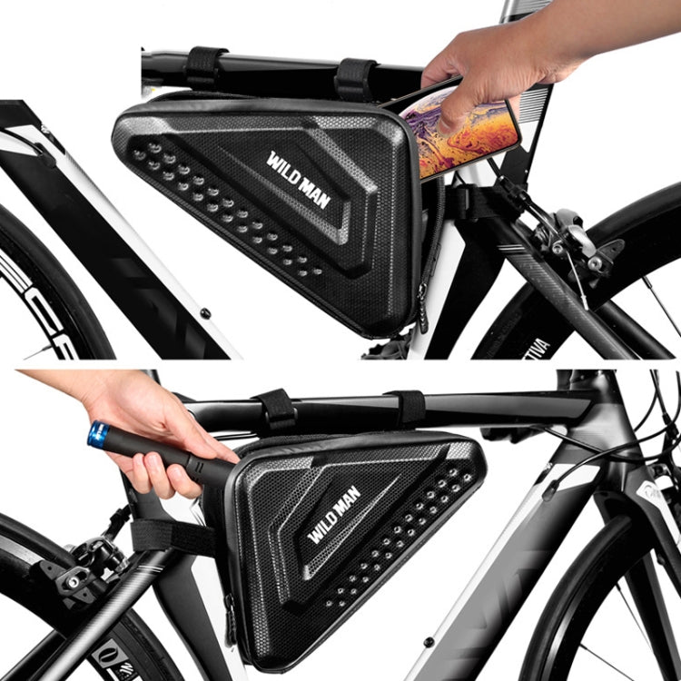 WILD MAN ES19 Bicycle EVA Hard Shell Triangle Bag Mountain Bike Front Beam Bag(Black) by WILD MAN
