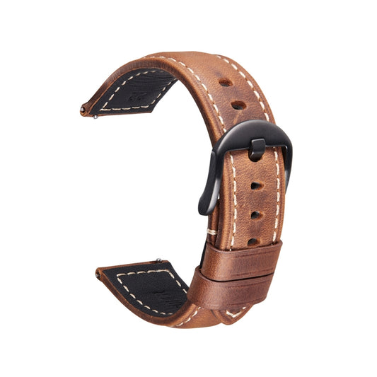 Quick Release Watch Band Crazy Horse Leather Retro Watch Band For Samsung Huawei,Size: 20mm  (Dark Brown Black Buckle) - Watch Bands by buy2fix | Online Shopping UK | buy2fix