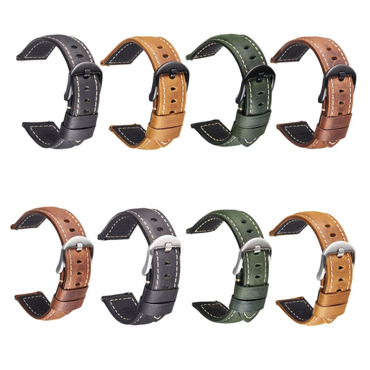 Quick Release Watch Band Crazy Horse Leather Retro Watch Band For Samsung Huawei,Size: 20mm  (Dark Brown Black Buckle) - Watch Bands by buy2fix | Online Shopping UK | buy2fix